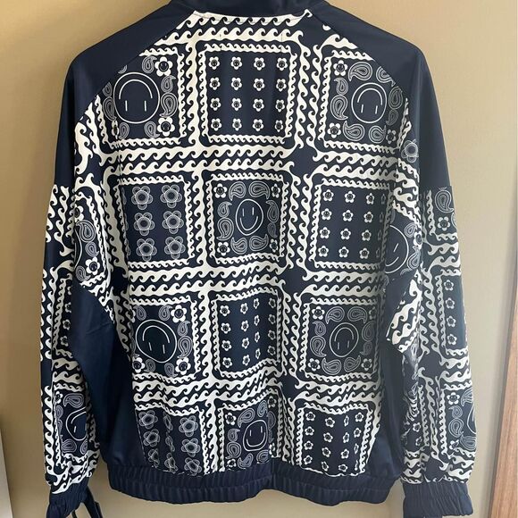 Pacsun x Oli Carrillo Smiley Face Bandana Print Blue White Full-Zip Size S - Picture 5 of 9